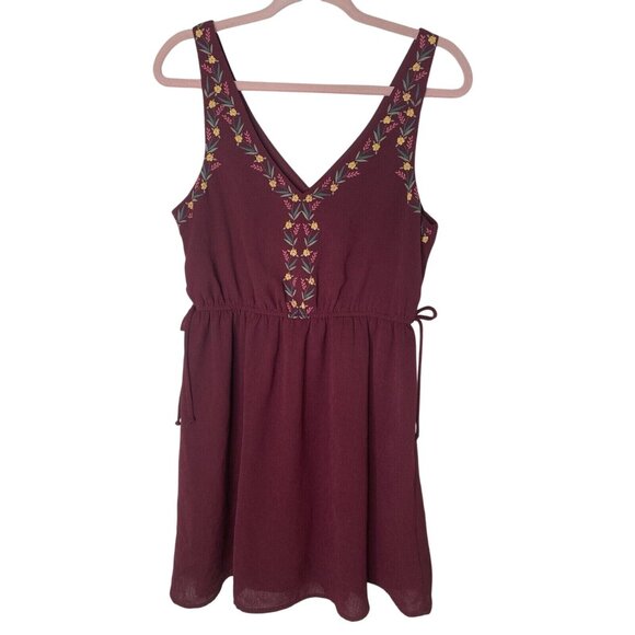 Boho Embroidered Fit & Flare Dress • My Michelle L • Maroon Festival - Picture 1 of 5